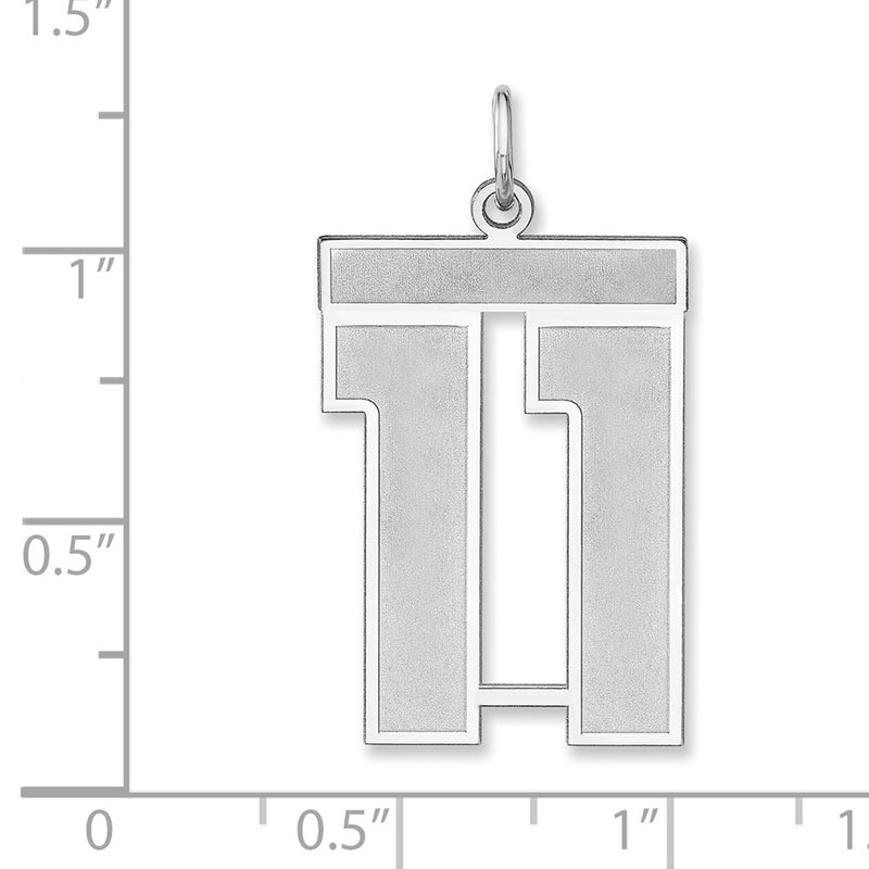 Sterling Silver/rhodium-Plated Satin Number 11 Charm