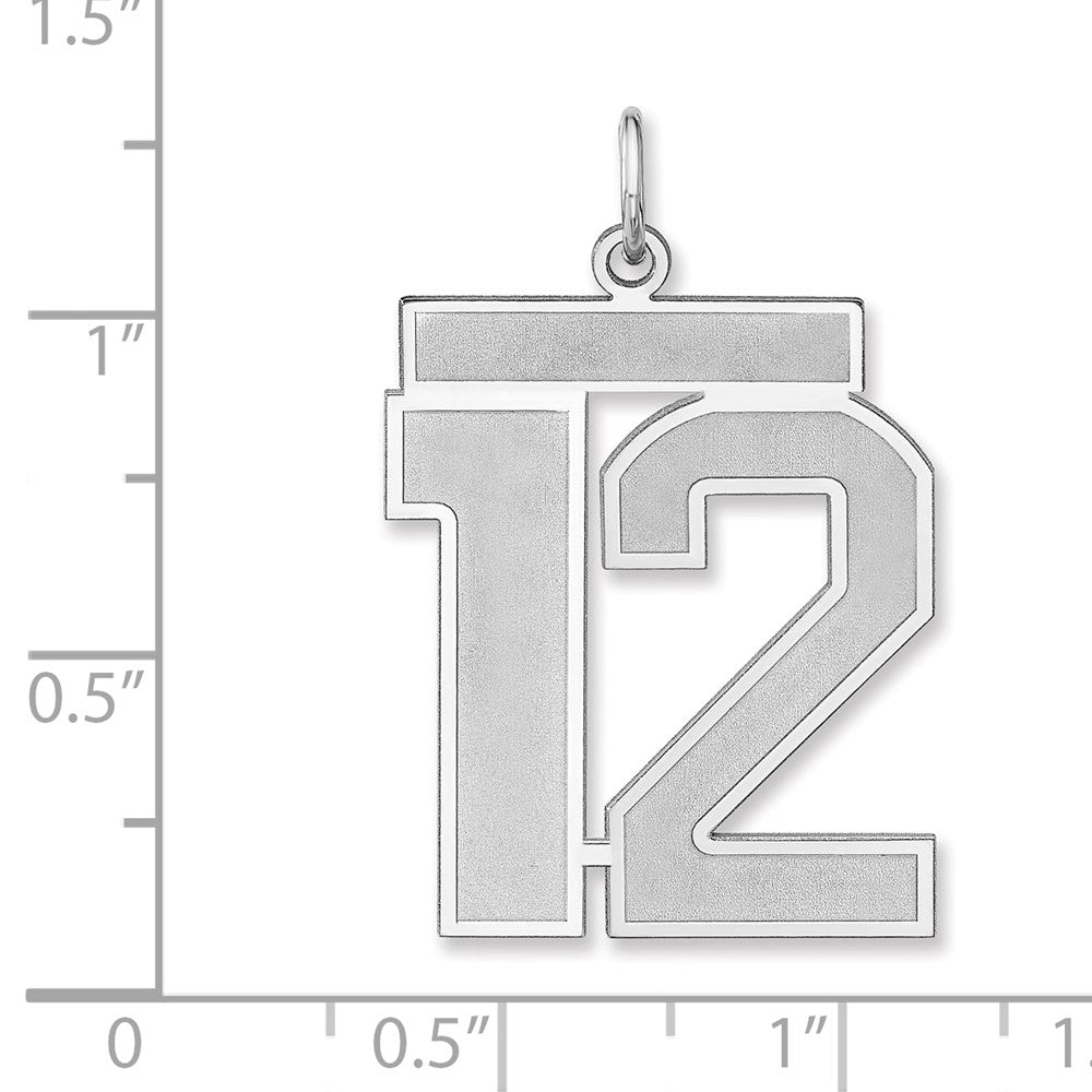 Sterling Silver/rhodium-Plated Satin Number 12 Charm