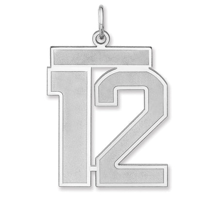 Sterling Silver/rhodium-Plated Satin Number 12 Charm