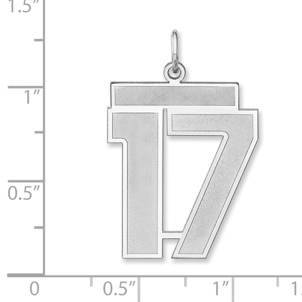 Sterling Silver/rhodium-Plated Satin Number 17 Charm