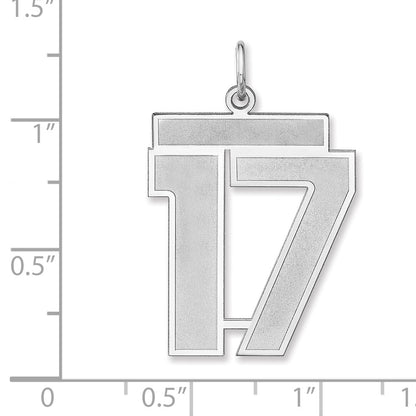 Sterling Silver/rhodium-Plated Satin Number 17 Charm