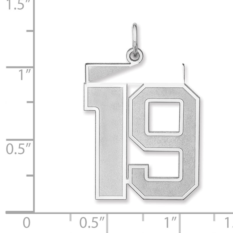 Sterling Silver/rhodium-Plated Satin Number 19 Charm