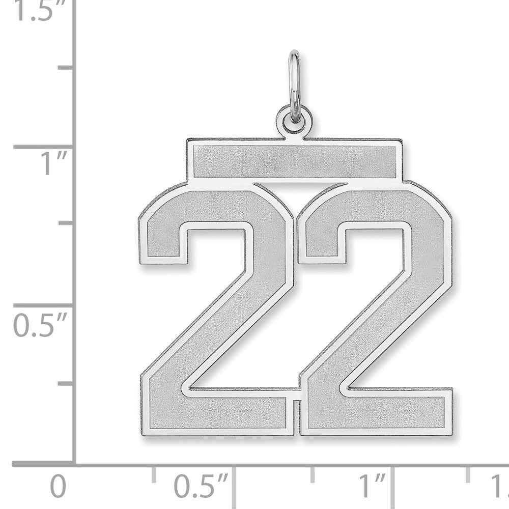 Sterling Silver/rhodium-Plated Satin Number 22 Charm
