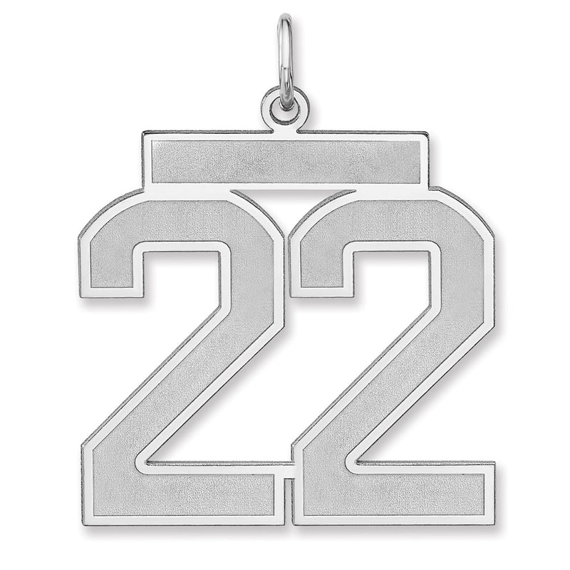 Sterling Silver/rhodium-Plated Satin Number 22 Charm