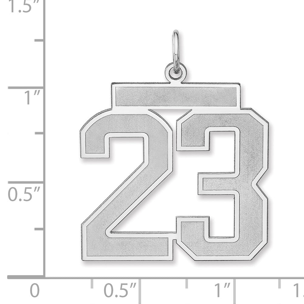 Sterling Silver/rhodium-Plated Satin Number 23 Charm