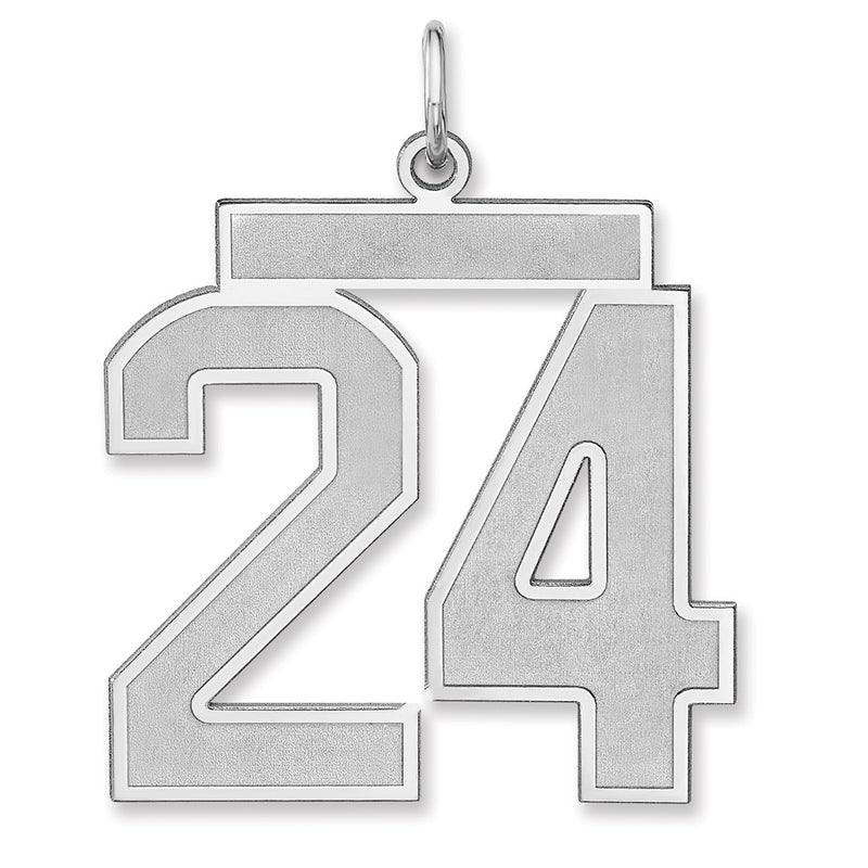 Sterling Silver/rhodium-Plated Satin Number 24 Charm