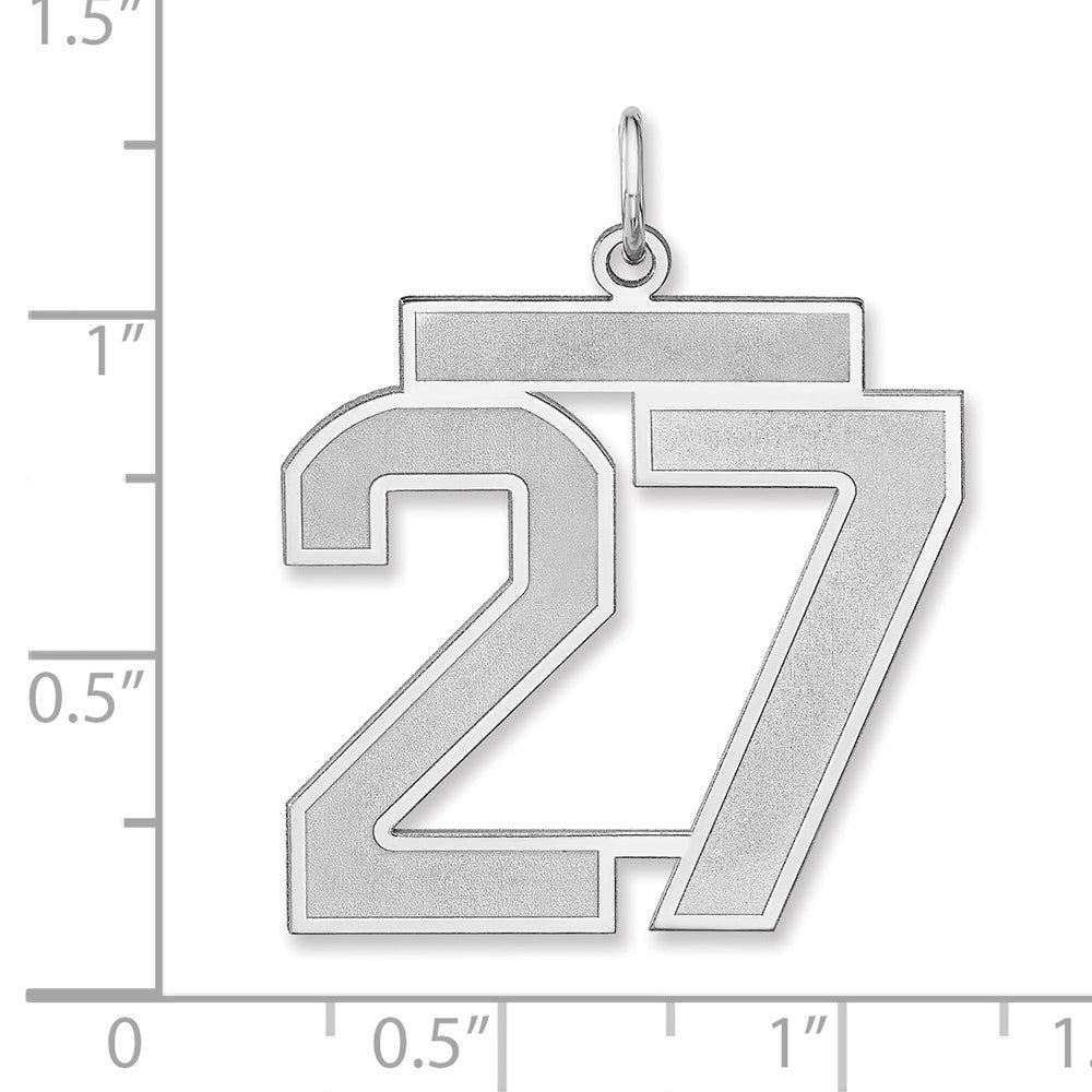 Sterling Silver/rhodium-Plated Satin Number 27 Charm