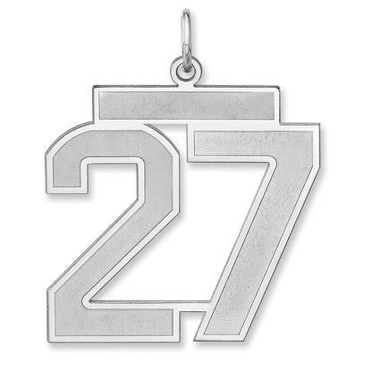 Sterling Silver/rhodium-Plated Satin Number 27 Charm