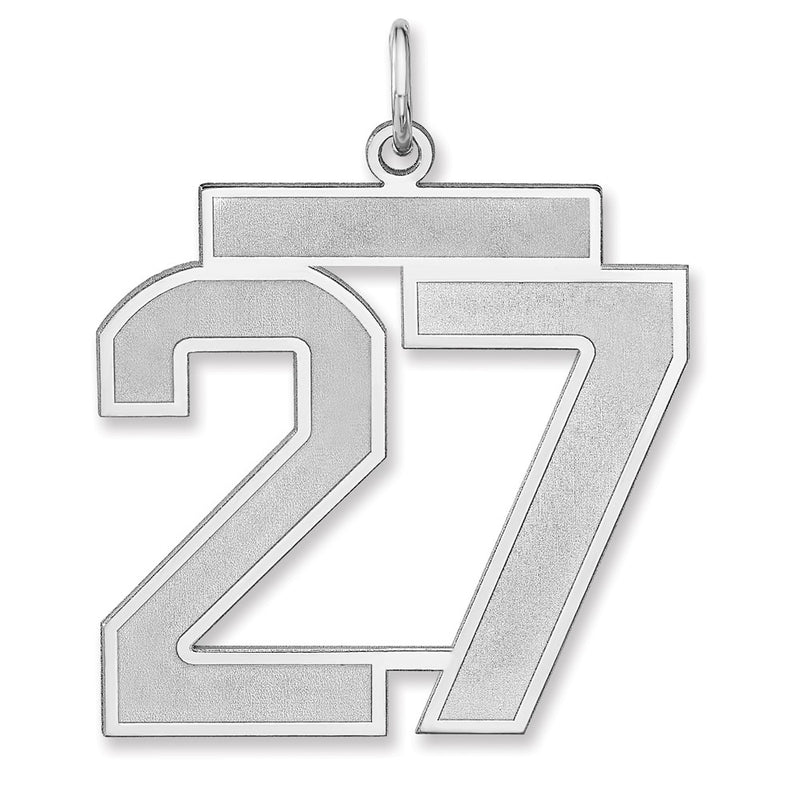 Sterling Silver/rhodium-Plated Satin Number 27 Charm