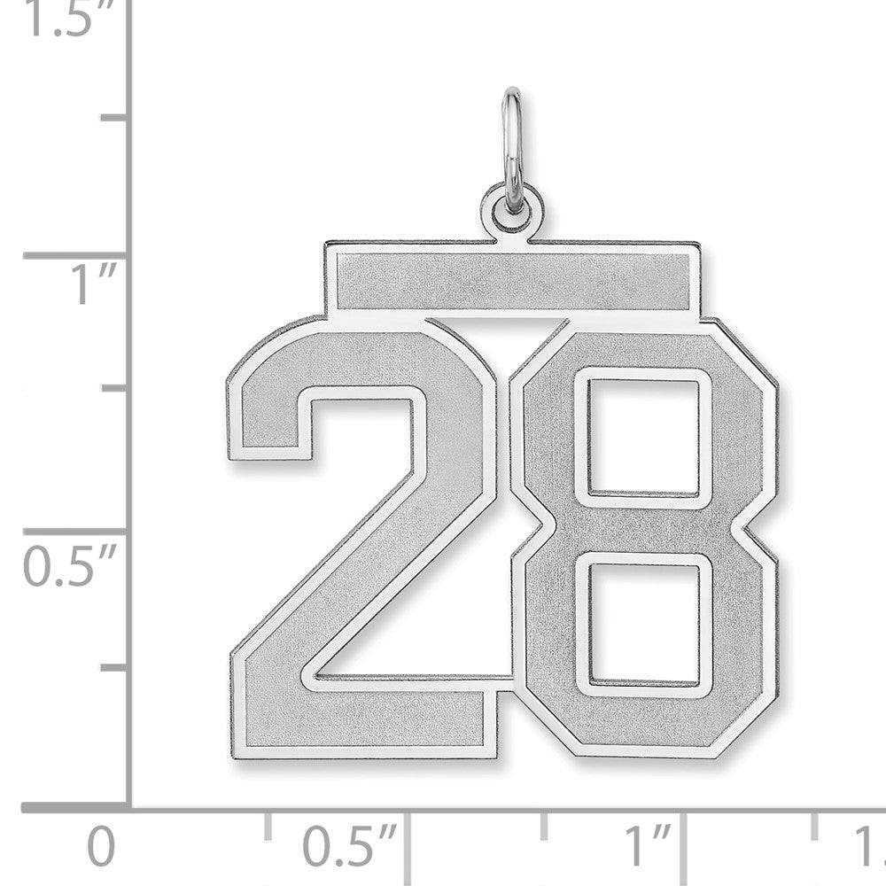 Sterling Silver/rhodium-Plated Satin Number 28 Charm