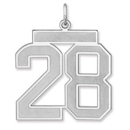 Sterling Silver/rhodium-Plated Satin Number 28 Charm