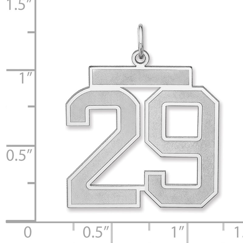 Sterling Silver/rhodium-Plated Satin Number 29 Charm