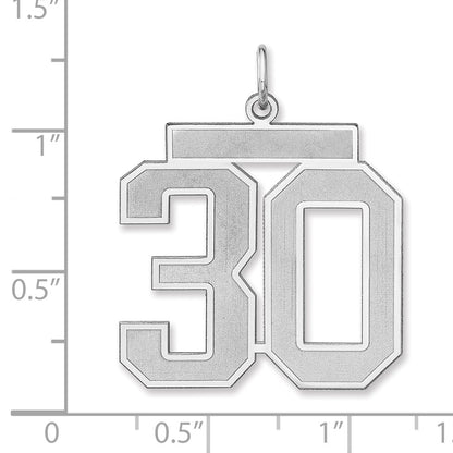 Sterling Silver/rhodium-Plated Satin Number 30 Charm