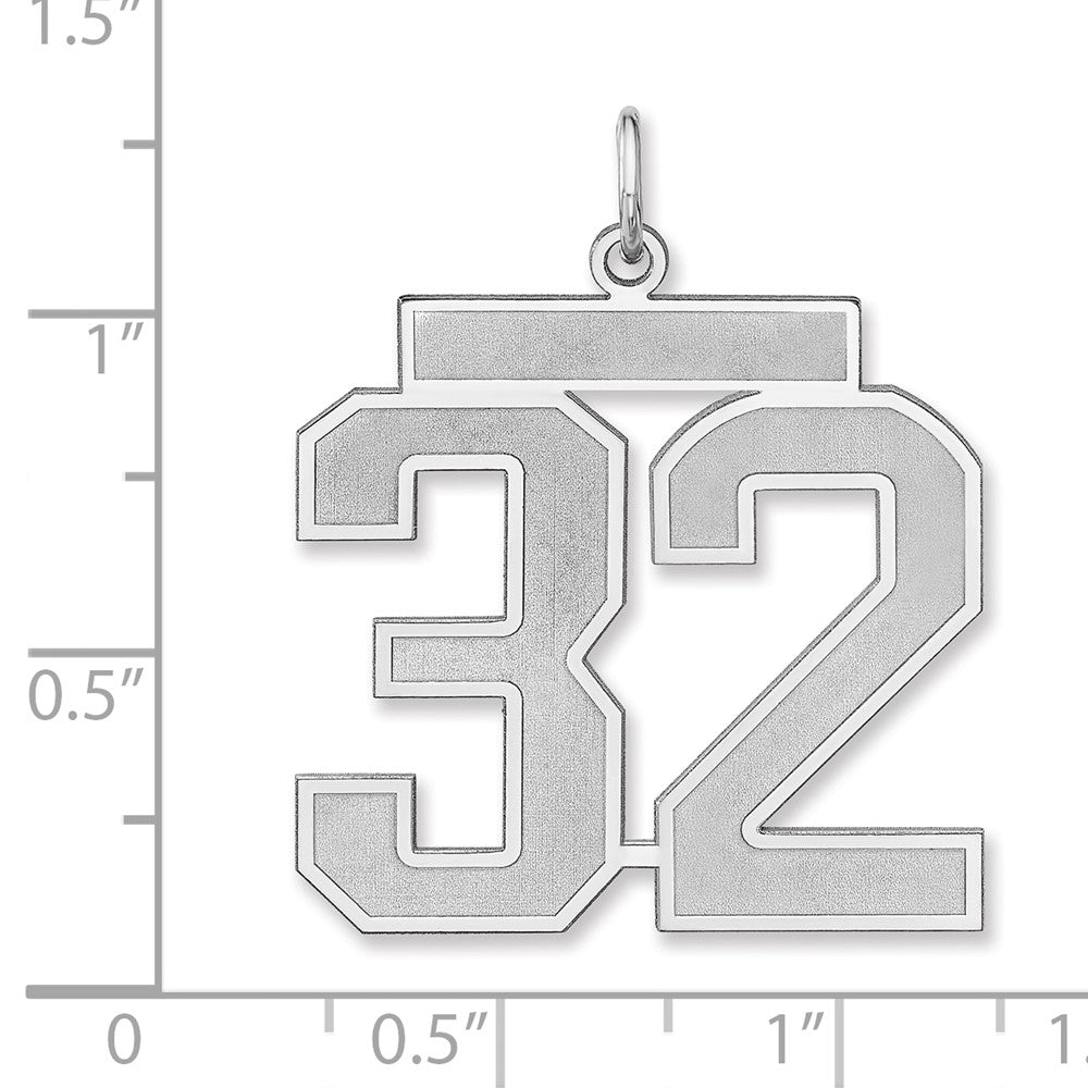 Sterling Silver/rhodium-Plated Satin Number 32 Charm