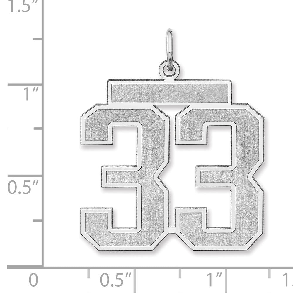 Sterling Silver/rhodium-Plated Satin Number 33 Charm