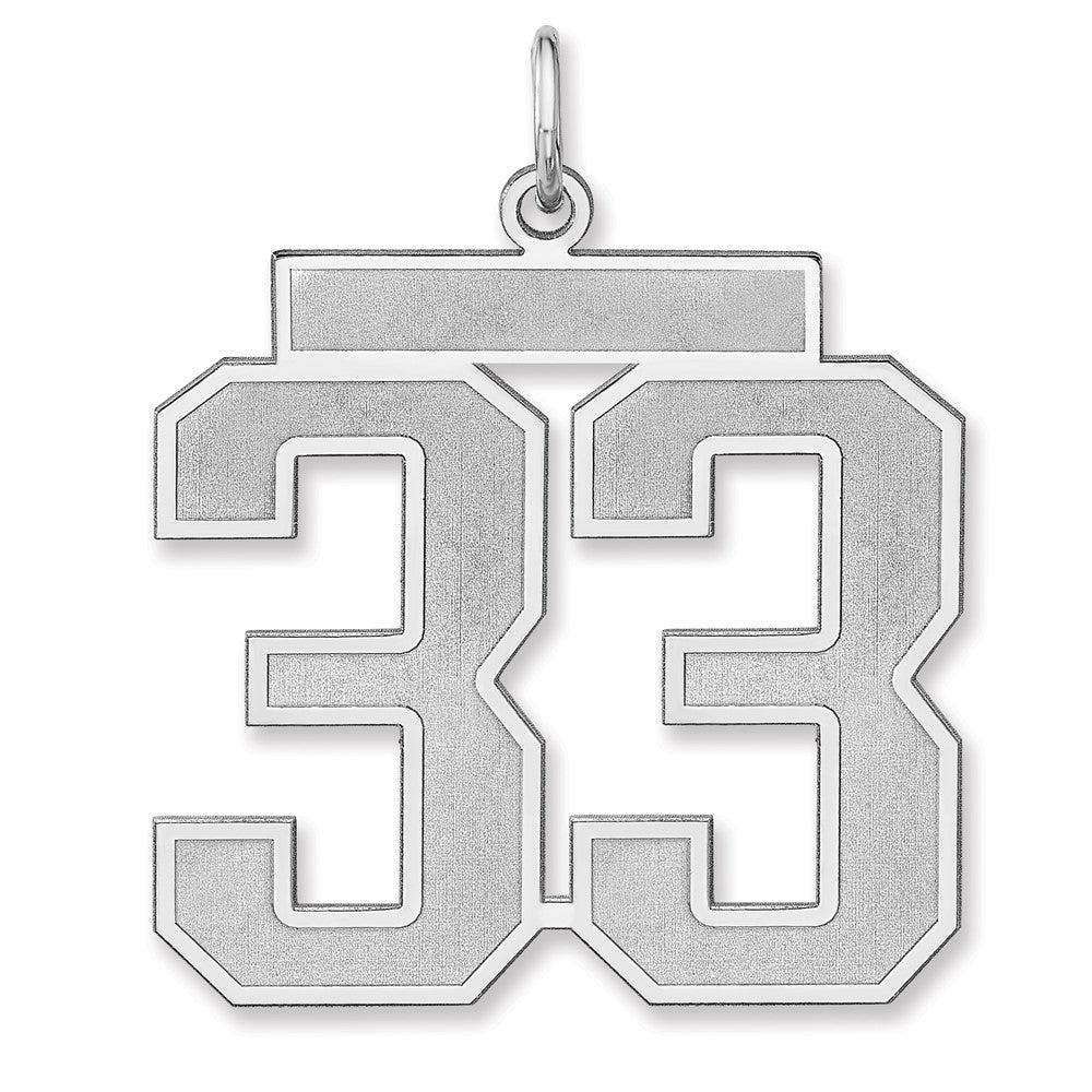 Sterling Silver/rhodium-Plated Satin Number 33 Charm
