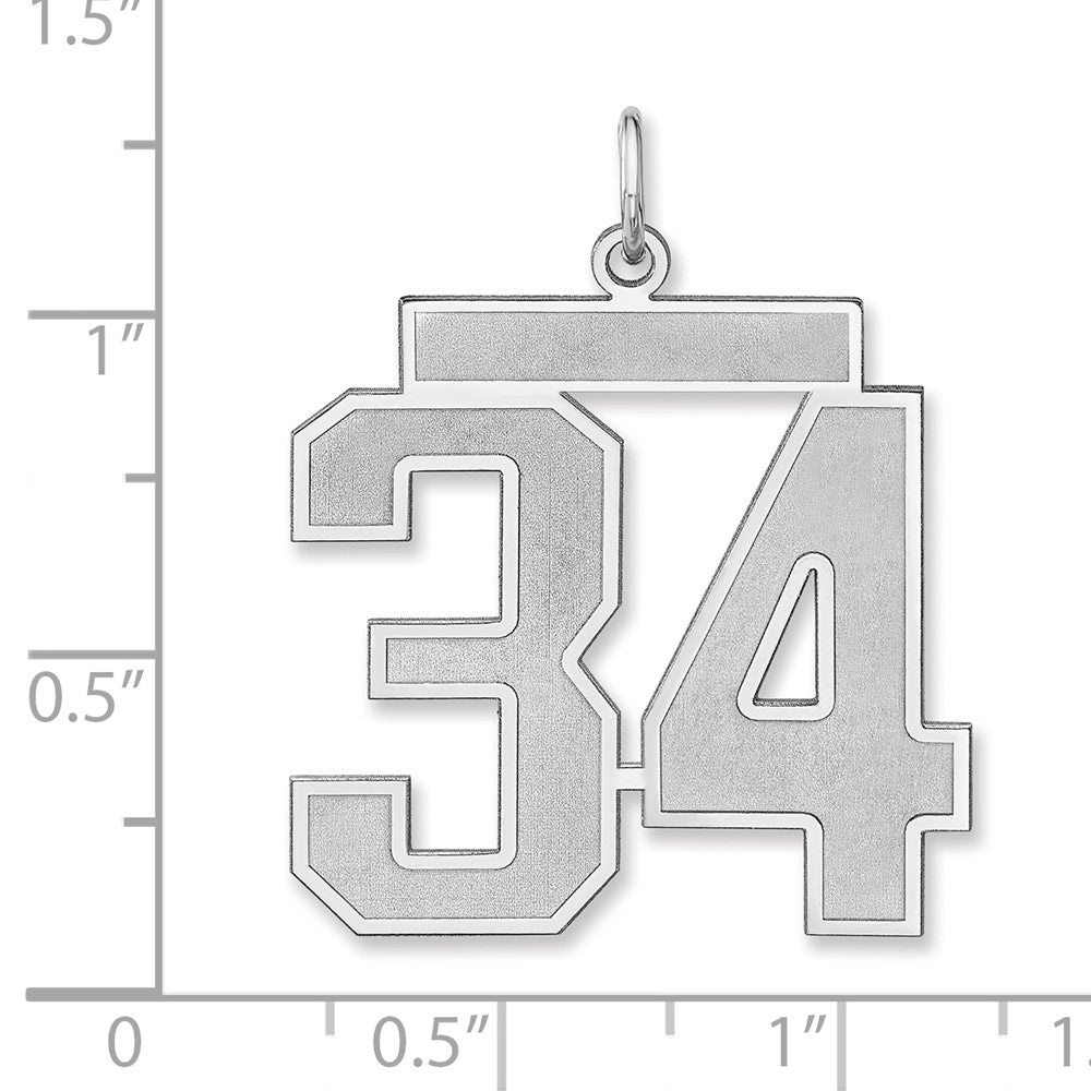 Sterling Silver/rhodium-Plated Satin Number 34 Charm
