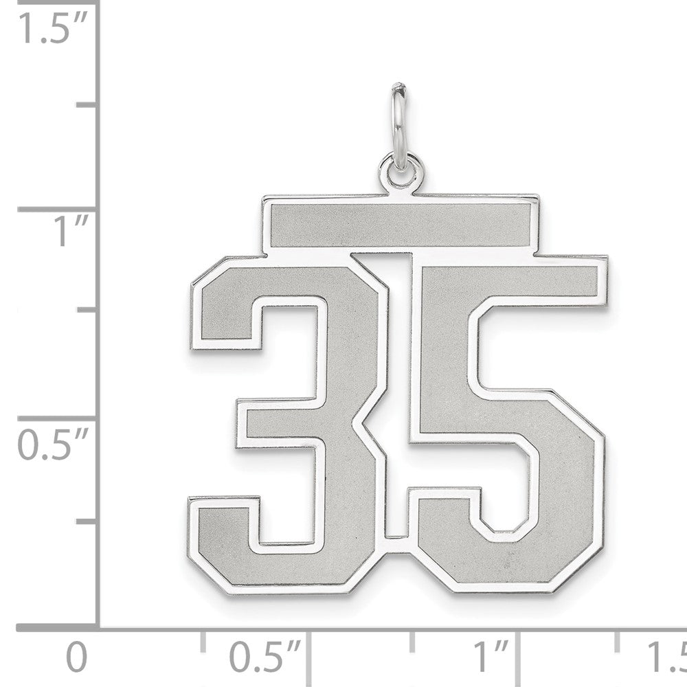 Sterling Silver/rhodium-Plated Satin Number 35 Charm