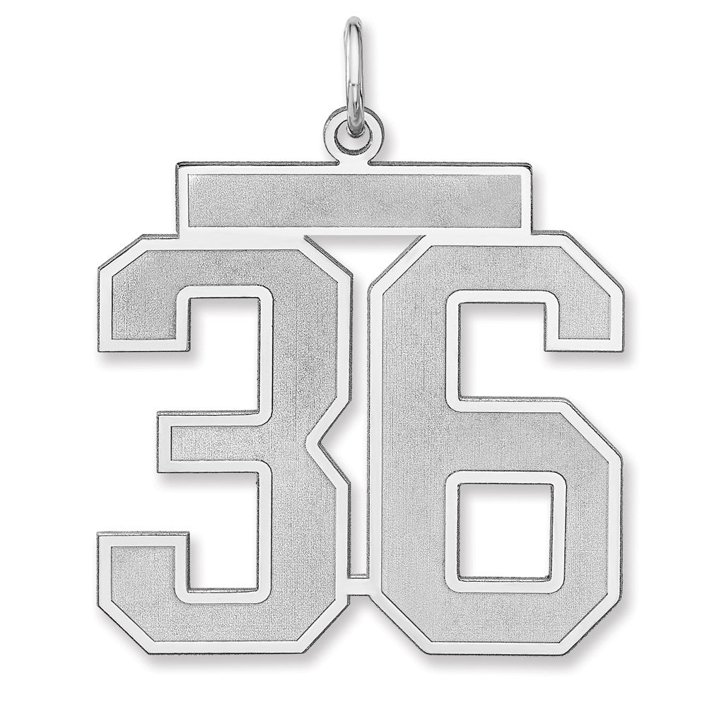 Sterling Silver/rhodium-Plated Satin Number 36 Charm