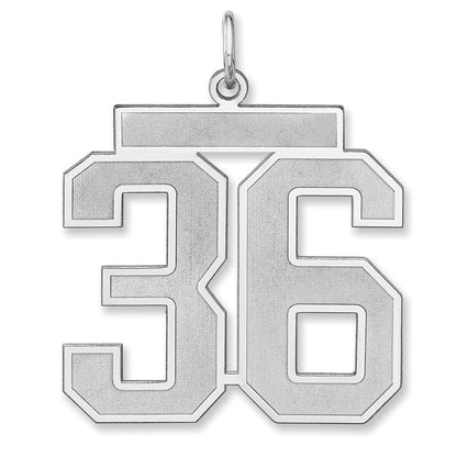 Sterling Silver/rhodium-Plated Satin Number 36 Charm