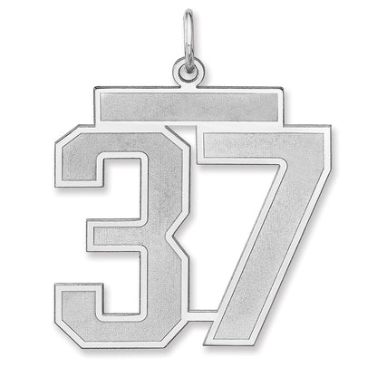 Sterling Silver/rhodium-Plated Satin Number 37 Charm