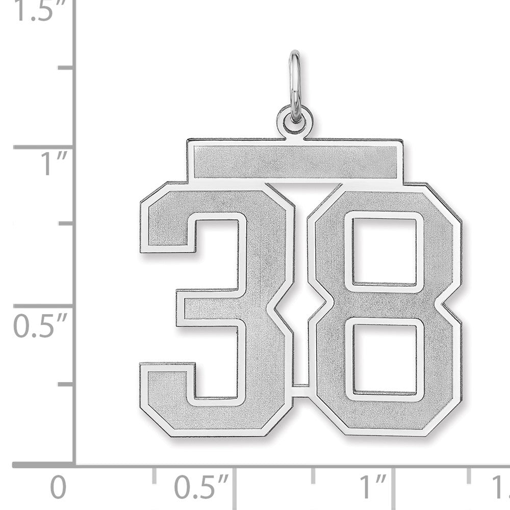 Sterling Silver/rhodium-Plated Satin Number 38 Charm