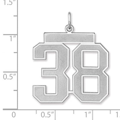 Sterling Silver/rhodium-Plated Satin Number 38 Charm