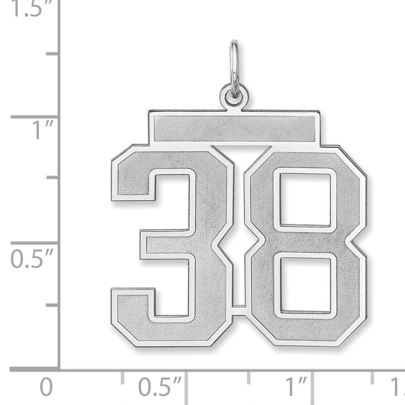 Sterling Silver/rhodium-Plated Satin Number 38 Charm