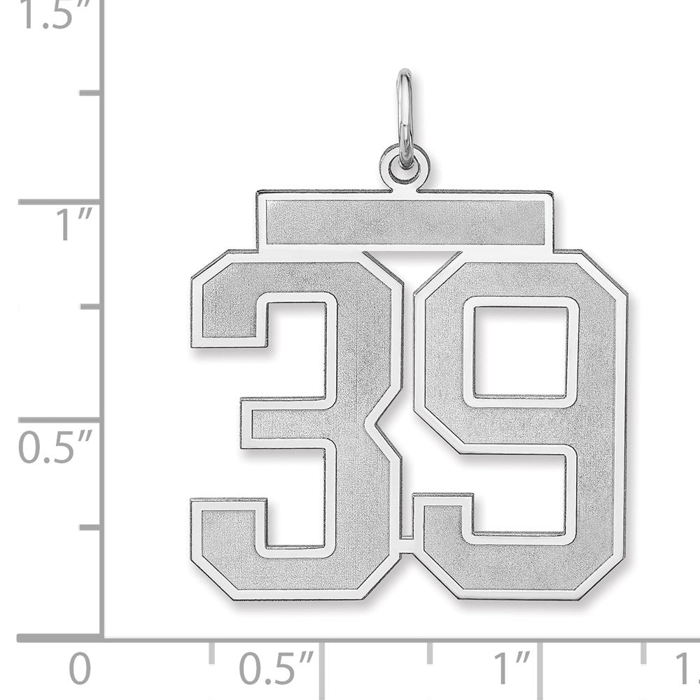 Sterling Silver/rhodium-Plated Satin Number 39 Charm