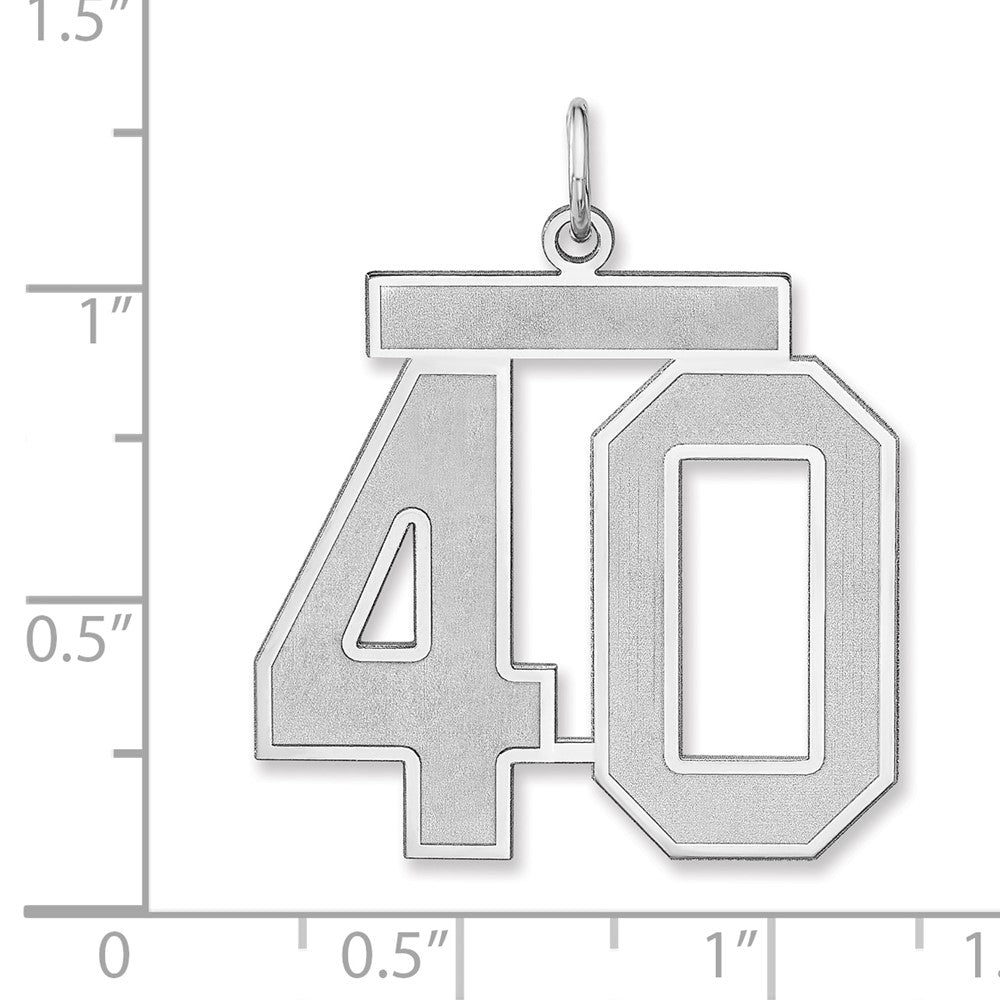 Sterling Silver/rhodium-Plated Satin Number 40 Charm