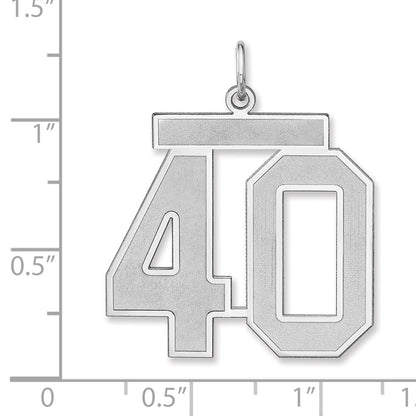 Sterling Silver/rhodium-Plated Satin Number 40 Charm