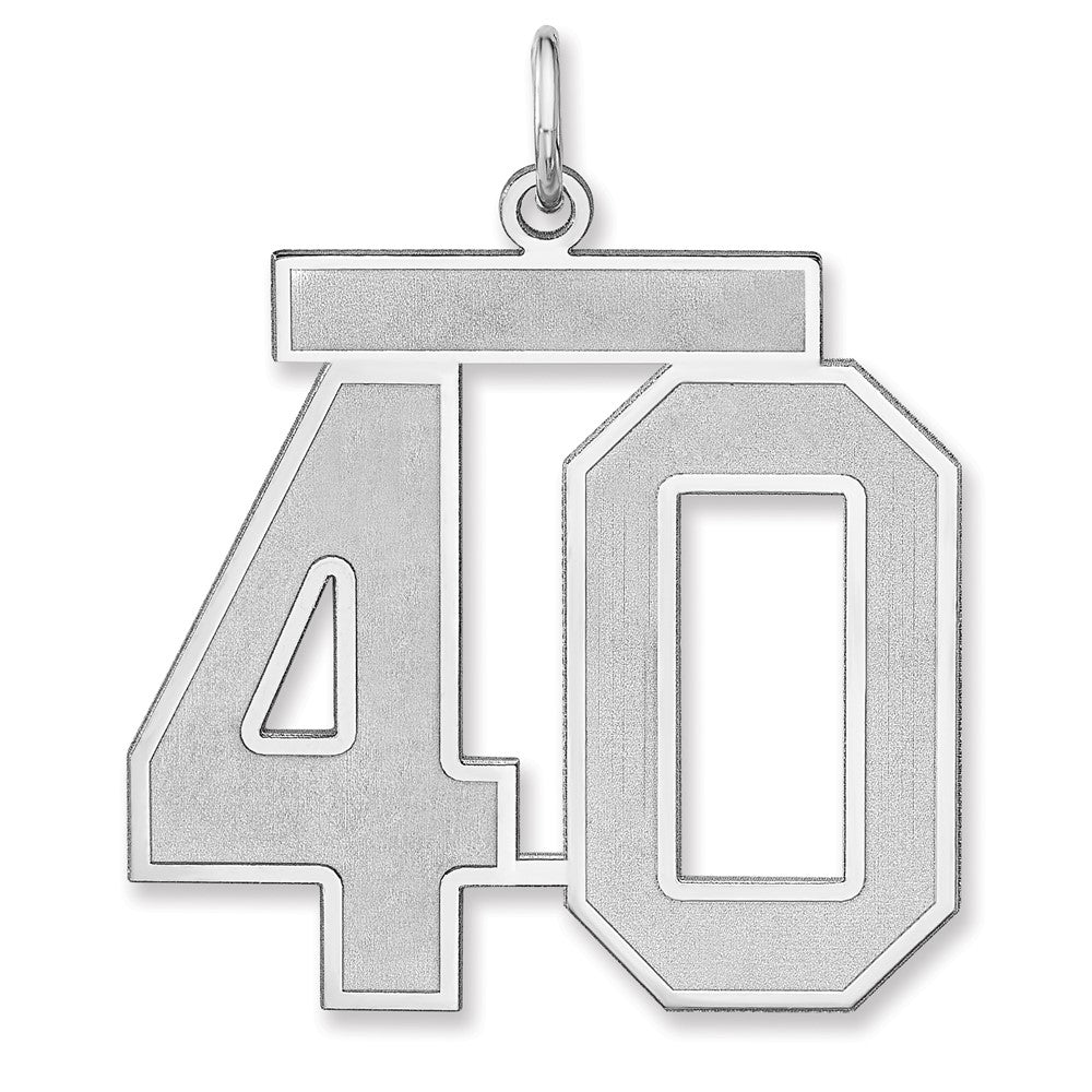 Sterling Silver/rhodium-Plated Satin Number 40 Charm