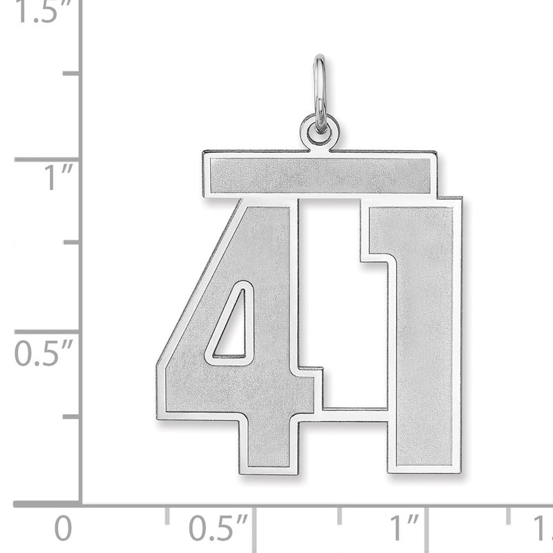 Sterling Silver/rhodium-Plated Satin Number 41 Charm