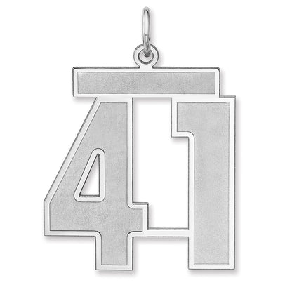 Sterling Silver/rhodium-Plated Satin Number 41 Charm