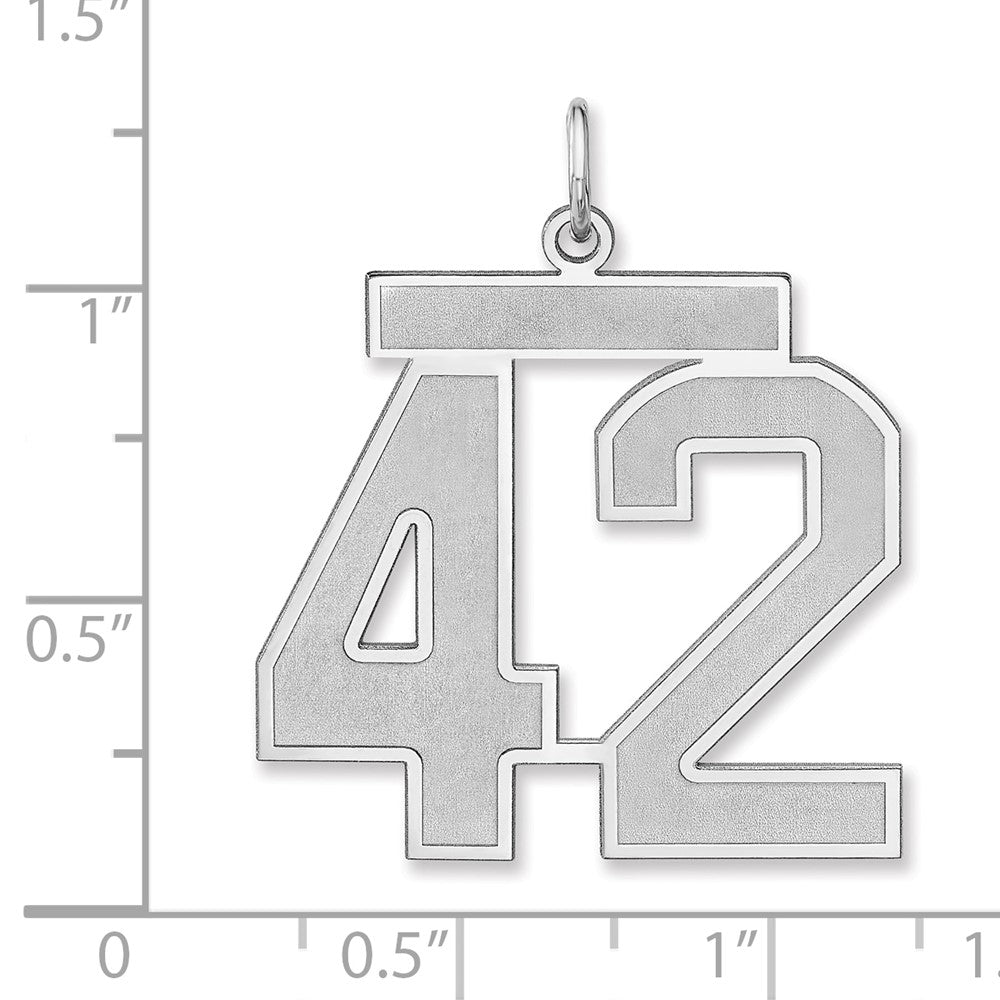 Sterling Silver/rhodium-Plated Satin Number 42 Charm