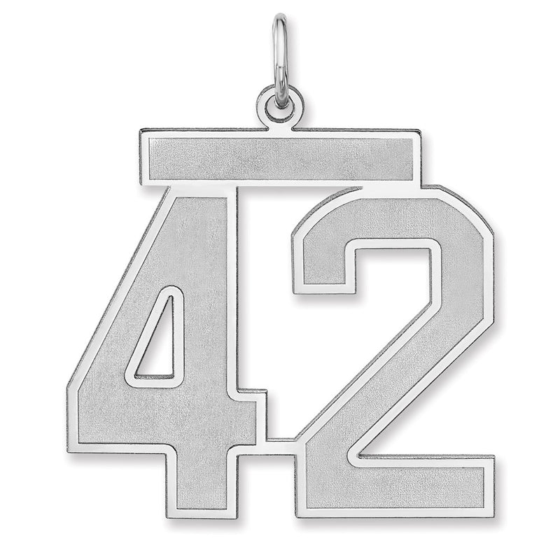 Sterling Silver/rhodium-Plated Satin Number 42 Charm