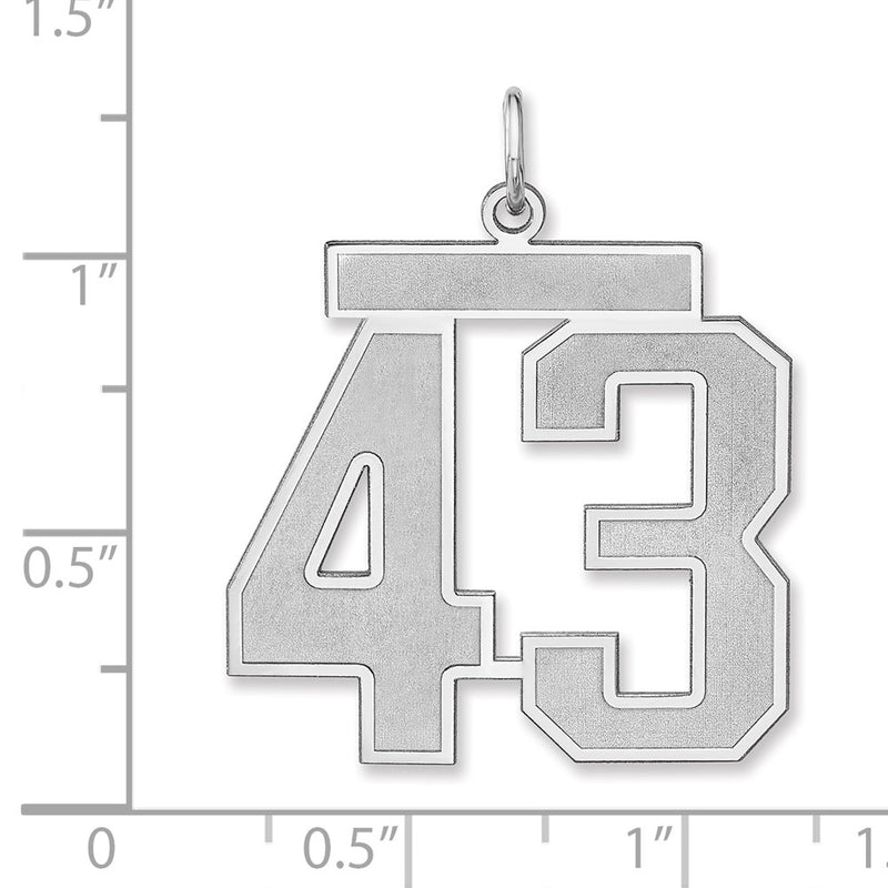 Sterling Silver/rhodium-Plated Satin Number 43 Charm