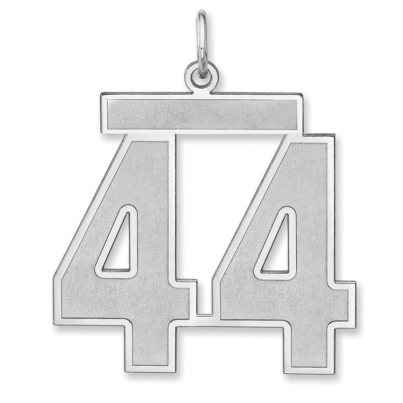 Sterling Silver/rhodium-Plated Satin Number 44 Charm