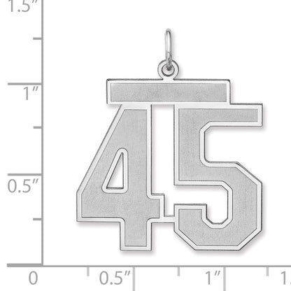 Sterling Silver/rhodium-Plated Satin Number 45 Charm