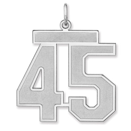 Sterling Silver/rhodium-Plated Satin Number 45 Charm