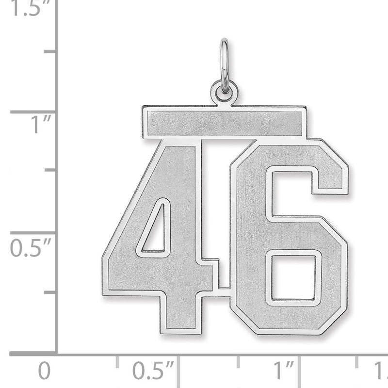 Sterling Silver/rhodium-Plated Satin Number 46 Charm