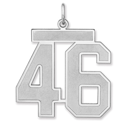 Sterling Silver/rhodium-Plated Satin Number 46 Charm