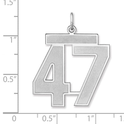 Sterling Silver/rhodium-Plated Satin Number 47 Charm