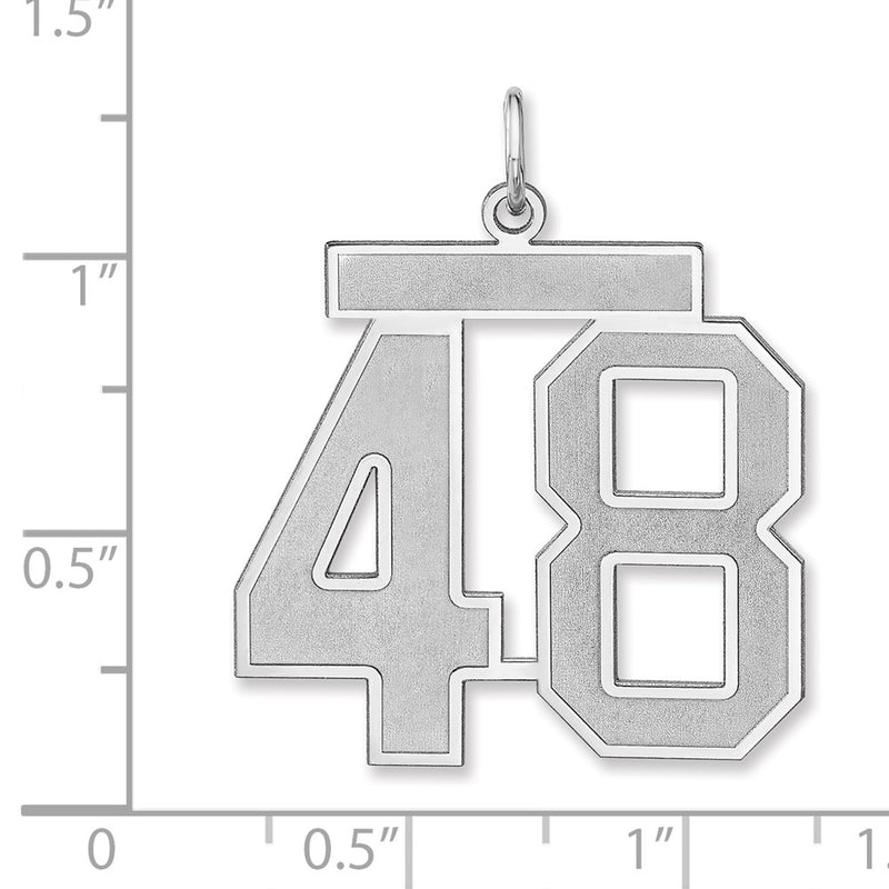 Sterling Silver/rhodium-Plated Satin Number 48 Charm