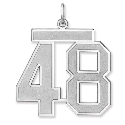 Sterling Silver/rhodium-Plated Satin Number 48 Charm