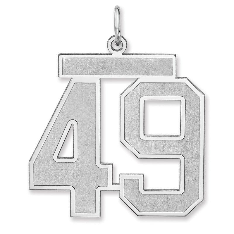 Sterling Silver/rhodium-Plated Satin Number 49 Charm