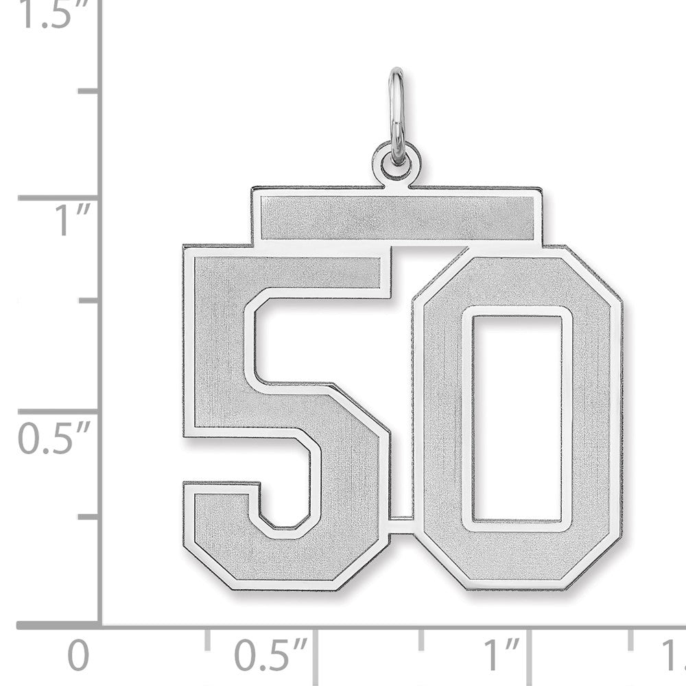 Sterling Silver/rhodium-Plated Satin Number 50 Charm