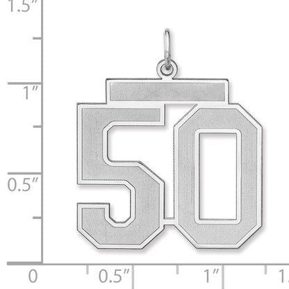 Sterling Silver/rhodium-Plated Satin Number 50 Charm