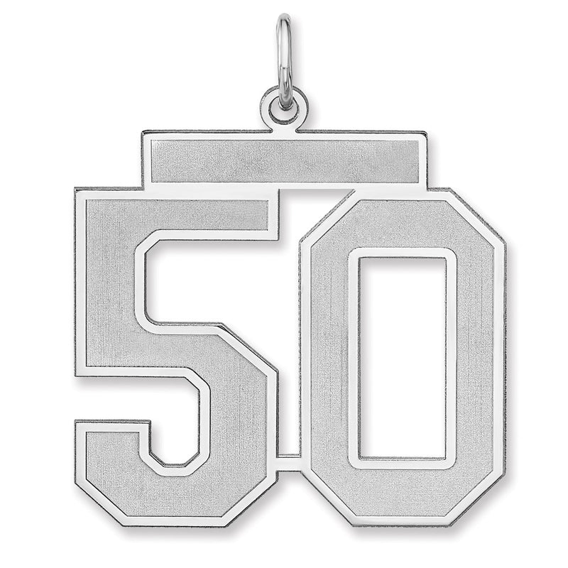 Sterling Silver/rhodium-Plated Satin Number 50 Charm