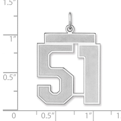 Sterling Silver/rhodium-Plated Satin Number 51 Charm